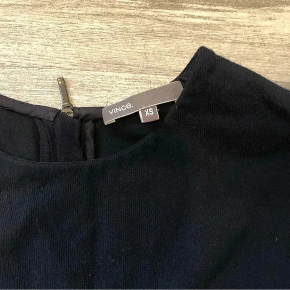 Vince Knit Sheath Midi Dress Crew Neck Stretch Sleeveless Navy Sz XS - Picture 7 of 11